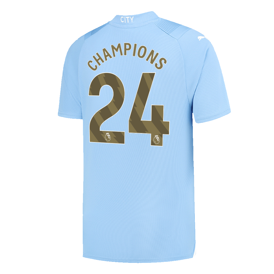 CHAMPIONS #24 Manchester City Home Cheap Soccer Jersey 2023/24 Go Soccer World Shop