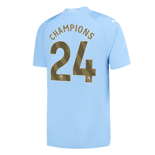 CHAMPIONS #24 Manchester City Home Cheap Soccer Jersey 2023/24 Go Soccer World Shop
