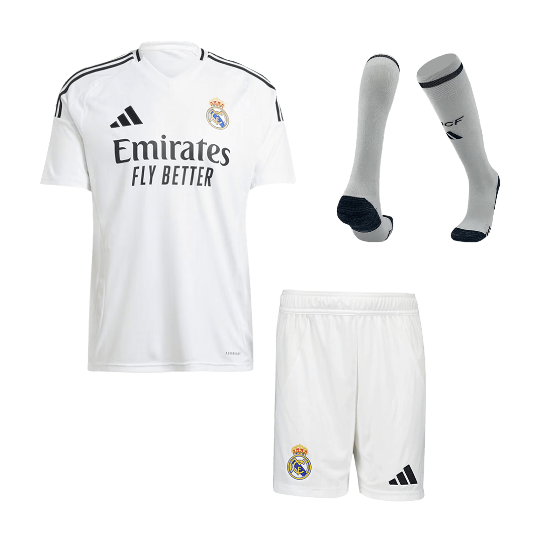 Real Madrid Home Cheap Soccer Jersey Kit(Jersey+Shorts+Socks) 2024/25 Go Soccer World Shop