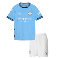 Kid's Manchester City Home Cheap Soccer Jersey Kit(Jersey+Shorts) 2024/25 Go Soccer World Shop