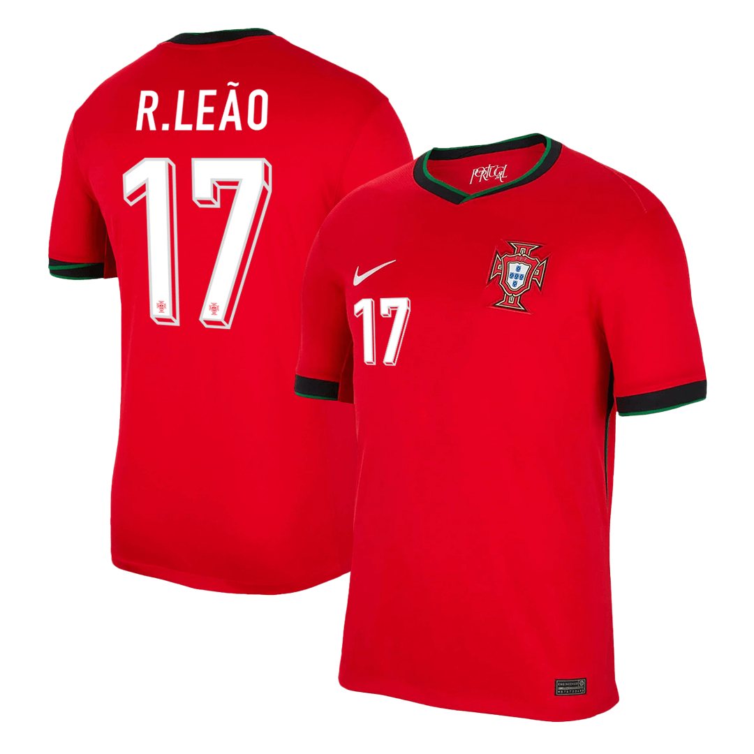 R.Leão #17 Portugal Home Cheap Soccer Jersey Euro 2024 Go Soccer World Shop