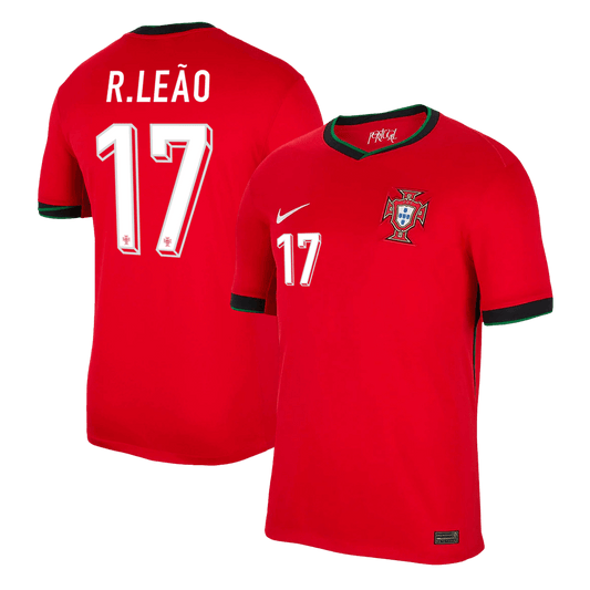 R.Leão #17 Portugal Home Cheap Soccer Jersey Euro 2024 Go Soccer World Shop