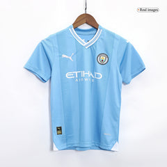 Kid's Manchester City Home Cheap Soccer Jersey Kit(Jersey+Shorts) 2023/24 Go Soccer World Shop