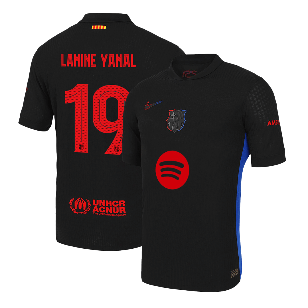 Player Version LAMINE YAMAL #19 Barcelona Away Cheap Soccer Jersey 2024/25k - UCL?Spotify Logo Without Text? Go Soccer World Shop