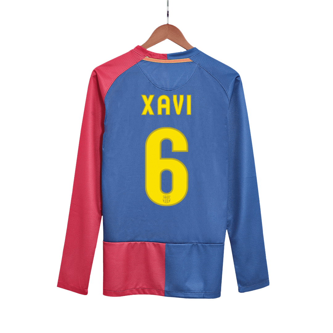 Retro XAVI #6 2008/09 Barcelona Home Long Sleeve Cheap Soccer Jersey- UCL Final Go Soccer World Shop