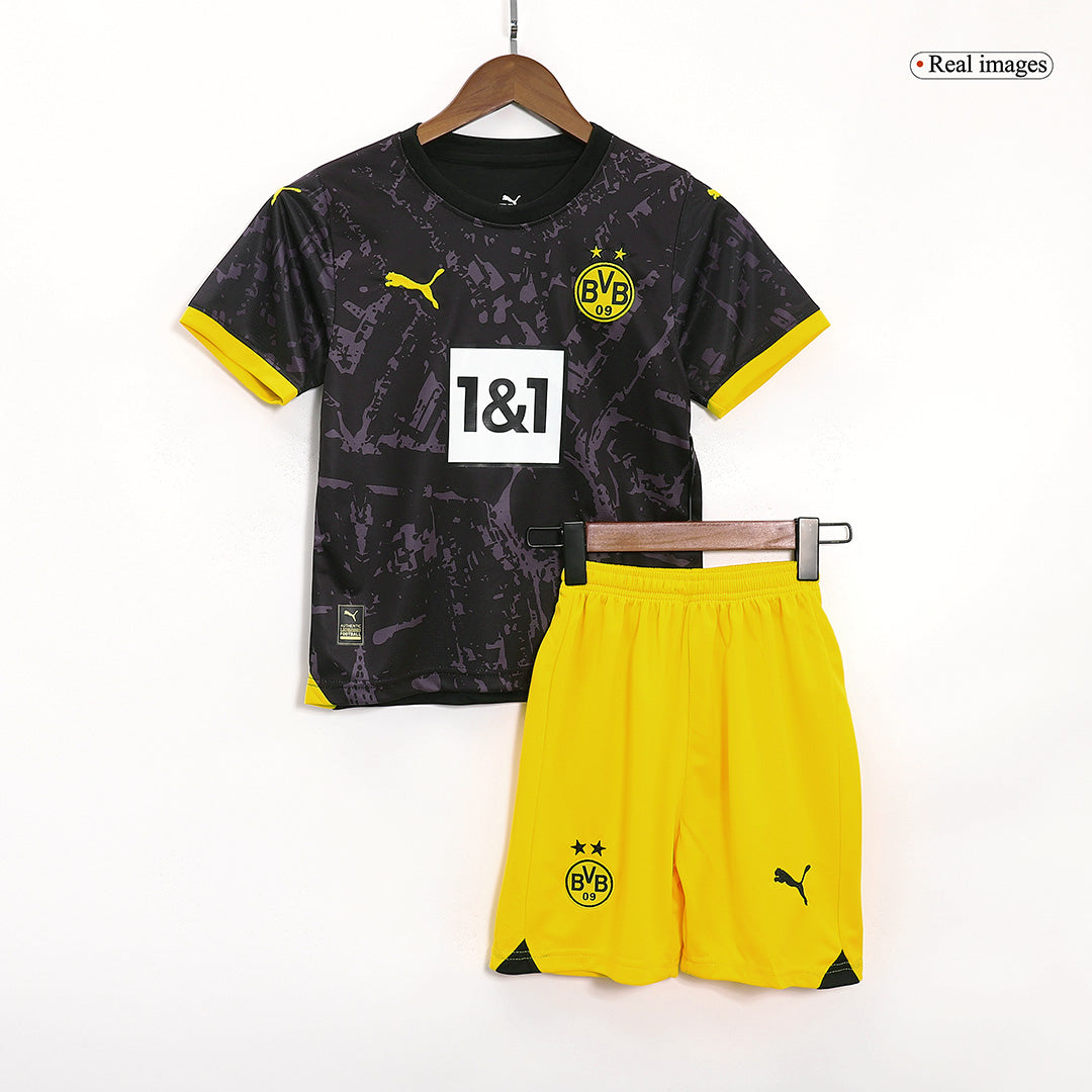 Kid's Borussia Dortmund Away Cheap Soccer Jersey Kit(Jersey+Shorts) 2023/24 Go Soccer World Shop