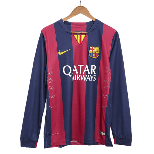 Retro MESSI #10 2014/15 Barcelona Home Long Sleeve Cheap Soccer Jersey Go Soccer World Shop
