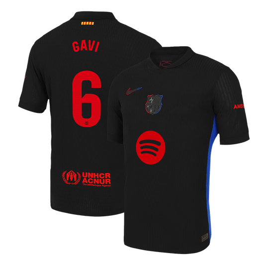Player Version GAVI #6 Barcelona Away Cheap Soccer Jersey 2024/25 - Spotify Logo Without Text Go Soccer World Shop