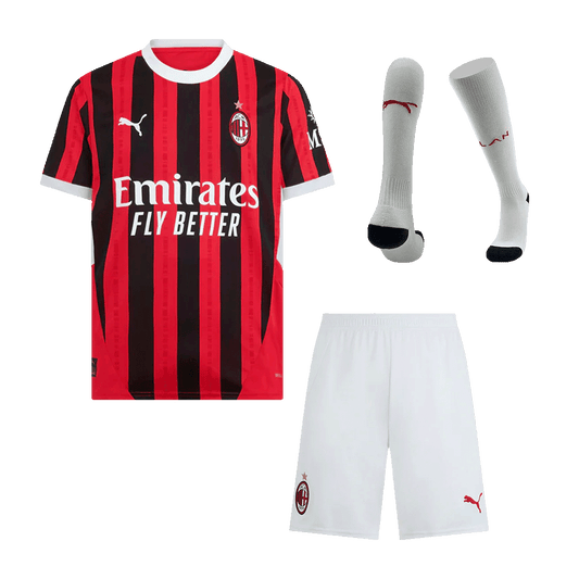AC Milan Home Cheap Soccer Jersey Kit(Jersey+Shorts+Socks) 2024/25 Go Soccer World Shop