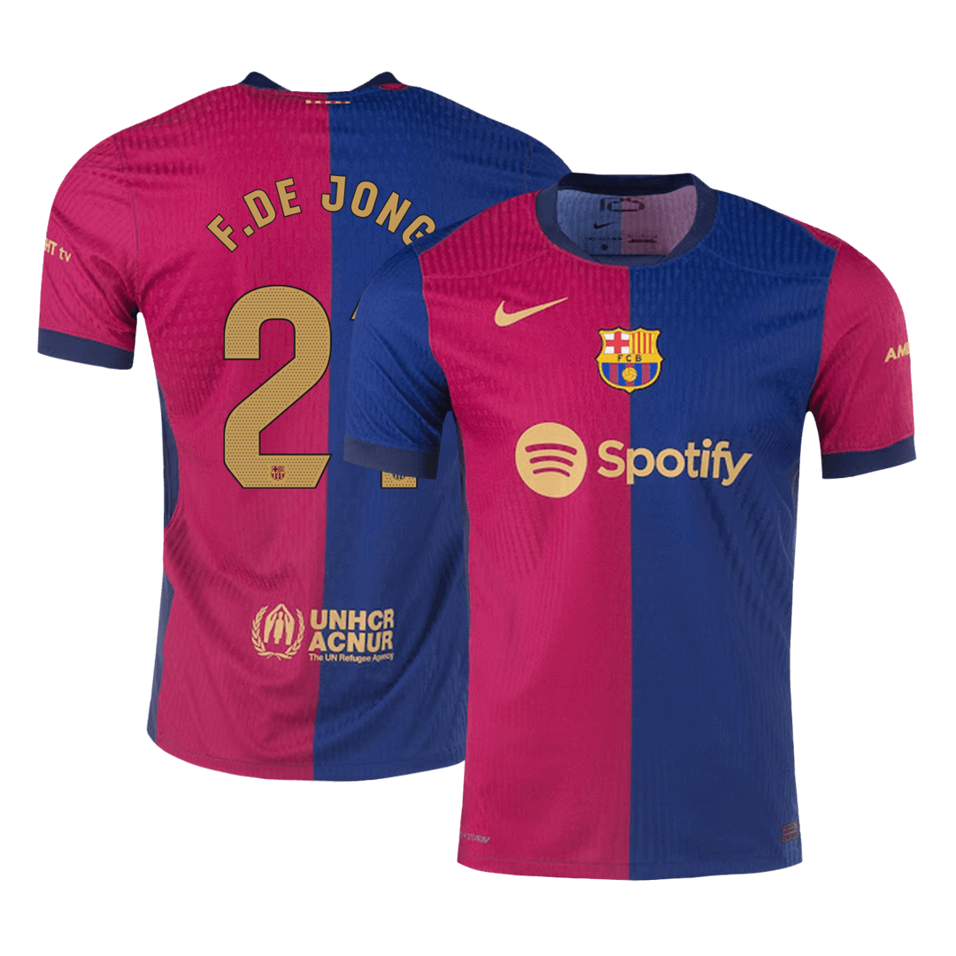 Player Version F.DE JONG #21 Barcelona Home Cheap Soccer Jersey 2024/25 Go Soccer World Shop