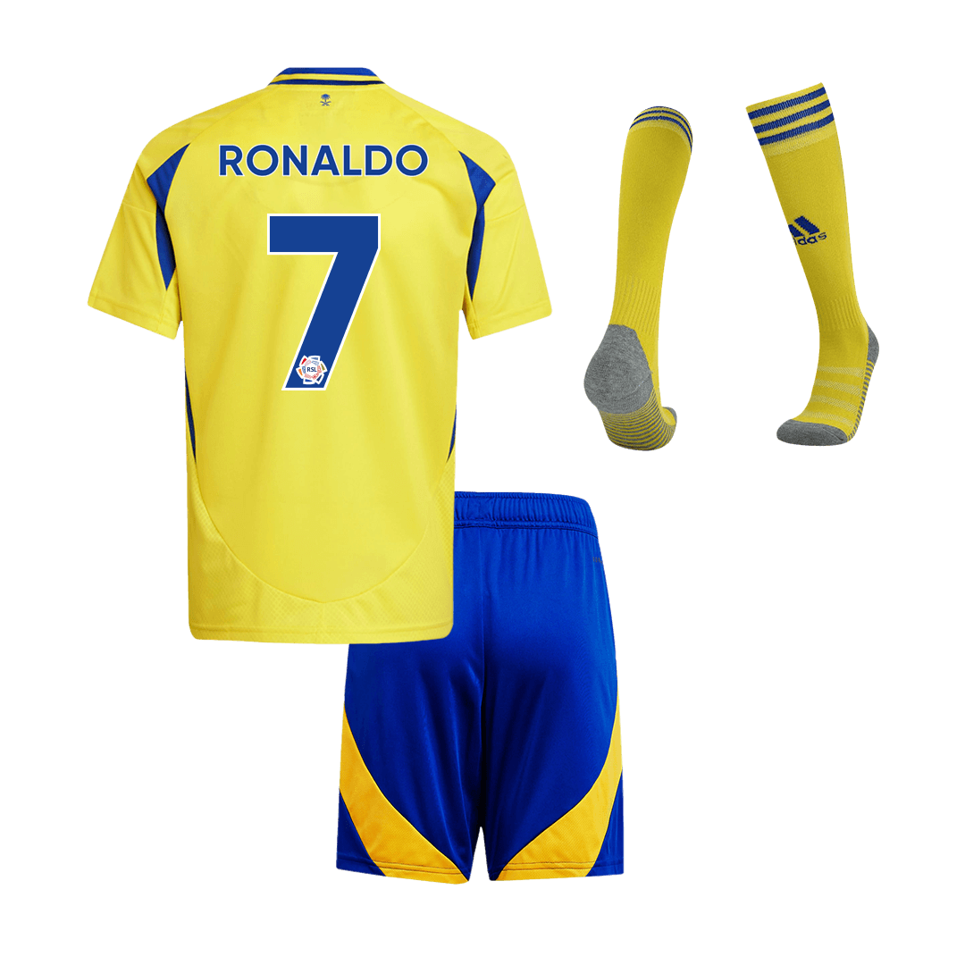 Kid's RONALDO #7 Al Nassr Home Cheap Soccer Jersey Kit(Jersey+Shorts+Socks) 2024/25 Go Soccer World Shop