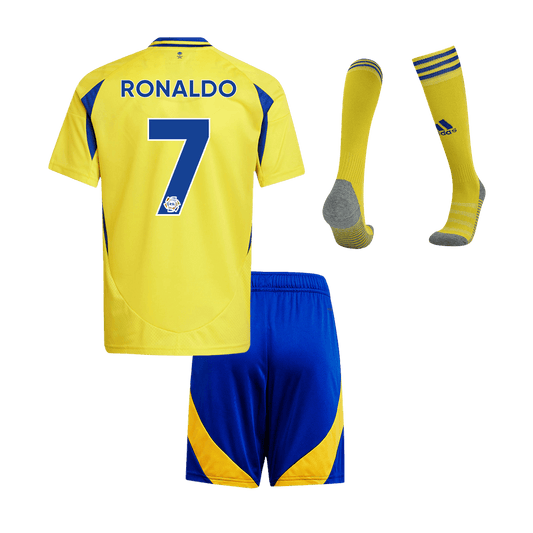 Kid's RONALDO #7 Al Nassr Home Cheap Soccer Jersey Kit(Jersey+Shorts+Socks) 2024/25 Go Soccer World Shop
