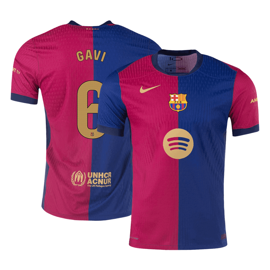 Player Version GAVI #6 Barcelona Home Cheap Soccer Jersey 2024/25 - Spotify Logo Without Text Go Soccer World Shop