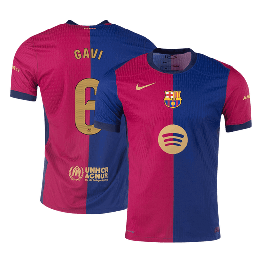 Player Version GAVI #6 Barcelona Home Cheap Soccer Jersey 2024/25 - Spotify Logo Without Text Go Soccer World Shop
