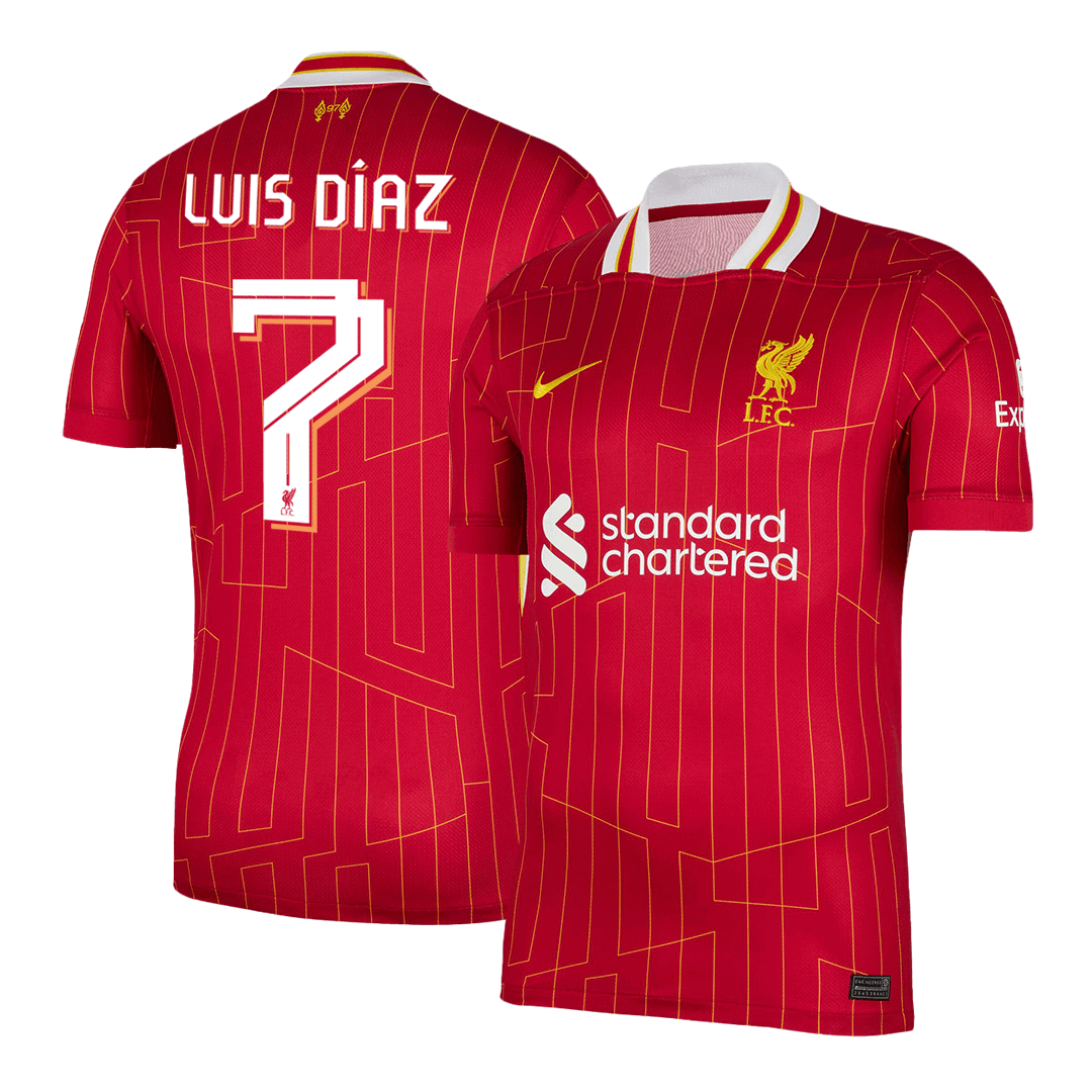 Luis Díaz #7 Liverpool Home Cheap Soccer Jersey 2024/25 - UCL Go Soccer World Shop