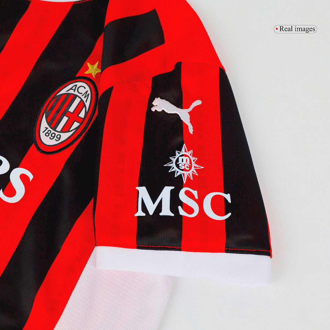 Kid's AC Milan Home Cheap Soccer Jersey Kit(Jersey+Shorts) 2024/25 Go Soccer World Shop