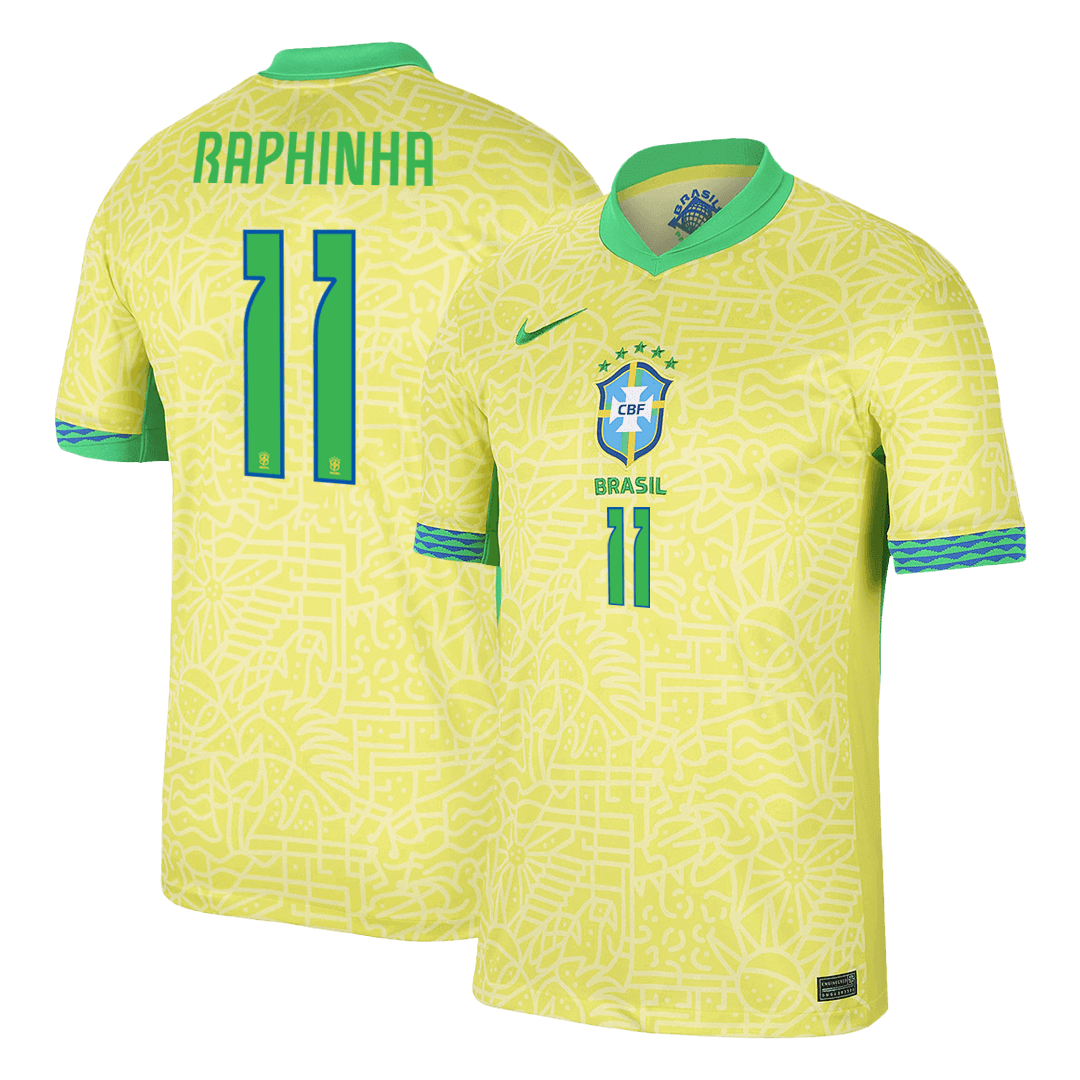 RAPHINHA #11 Brazil Home Cheap Soccer Jersey Copa America 2024 Go Soccer World Shop