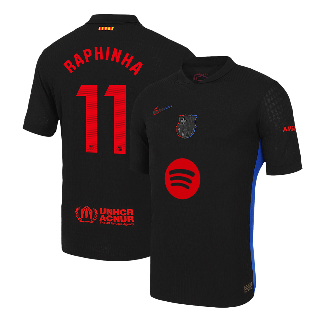 Player Version RAPHINHA #11 Barcelona Away Cheap Soccer Jersey 2024/25 -?Spotify Logo Without Text? Go Soccer World Shop