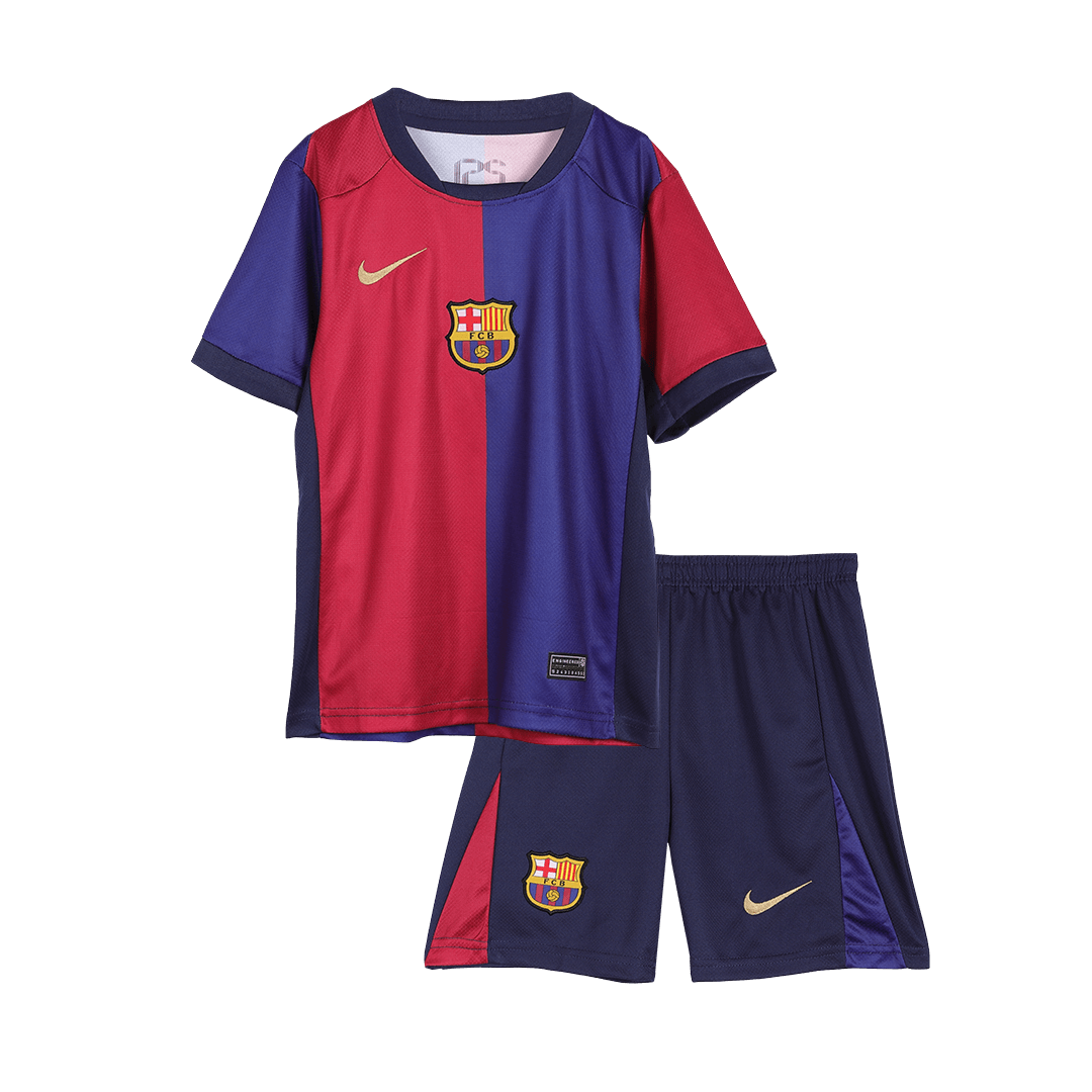 Kid's Barcelona Home Cheap Soccer Jersey Kit(Jersey+Shorts) 2024/25-Spotify Logo Without Text Go Soccer World Shop