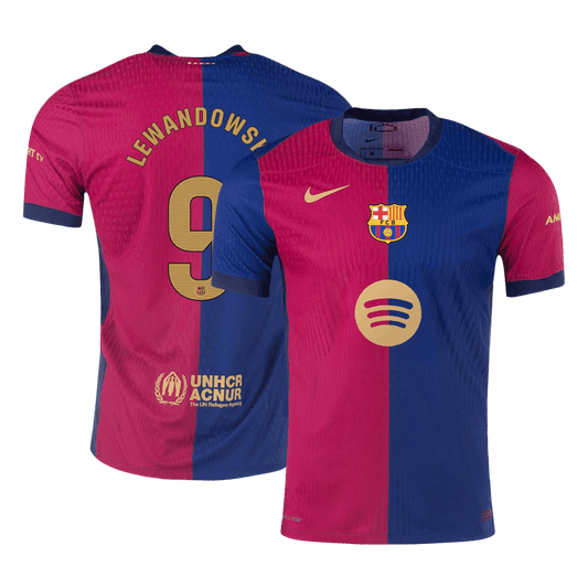 Player Version LEWANDOWSKI #9 Barcelona Home Cheap Soccer Jersey 2024/25 - Spotify Logo Without Text Go Soccer World Shop