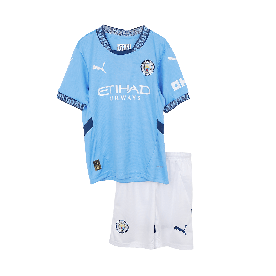 Kid's Manchester City Home Cheap Soccer Jersey Kit(Jersey+Shorts) 2024/25 Go Soccer World Shop