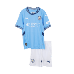 Kid's Manchester City Home Cheap Soccer Jersey Kit(Jersey+Shorts) 2024/25 Go Soccer World Shop