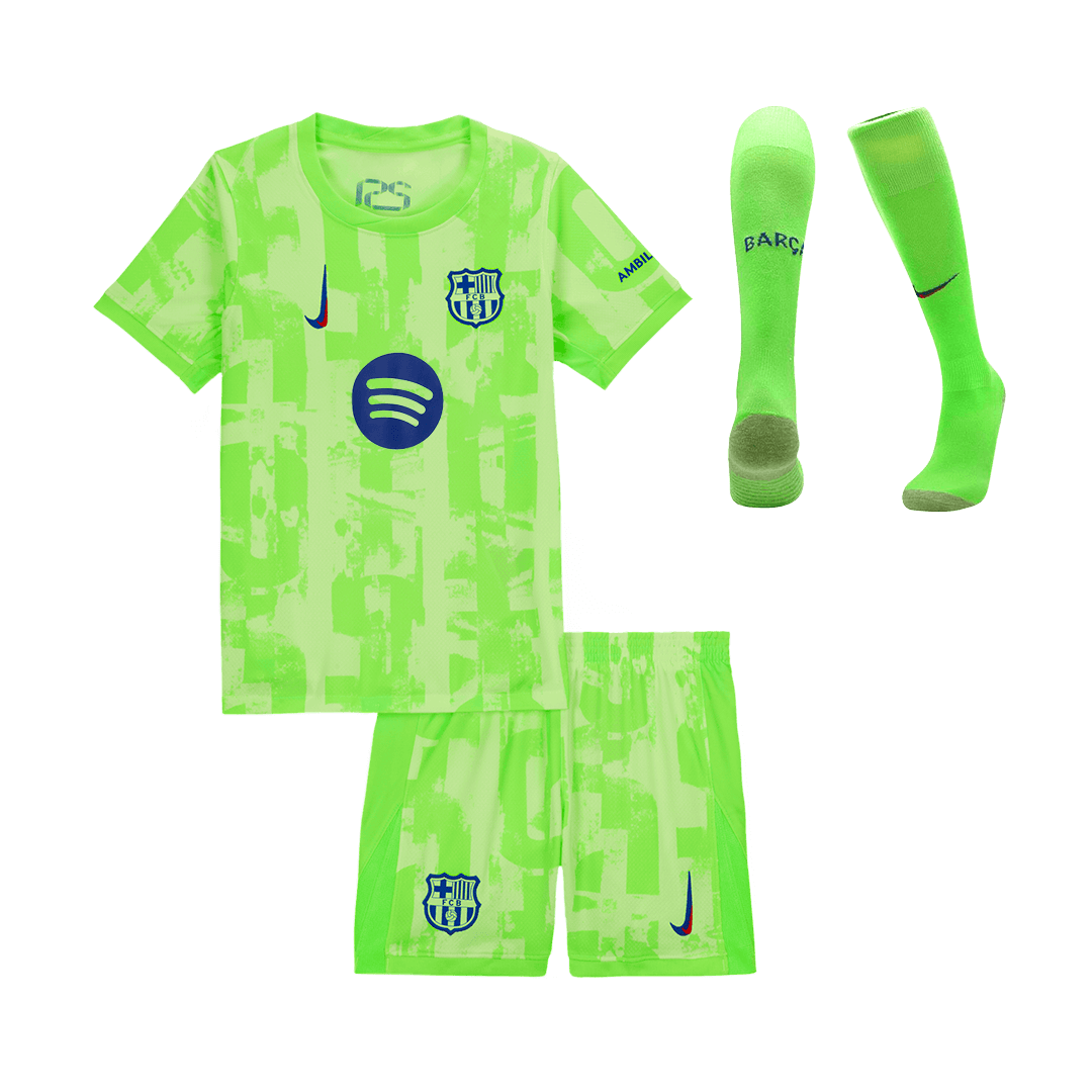 Kid's Barcelona Third Away Cheap Soccer Jersey Kit(Jersey+Shorts+Socks) 2024/25- UCL (Spotify Logo Without Text) Go Soccer World Shop