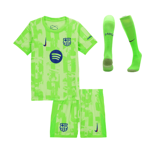 Kid's Barcelona Third Away Cheap Soccer Jersey Kit(Jersey+Shorts+Socks) 2024/25- UCL (Spotify Logo Without Text) Go Soccer World Shop
