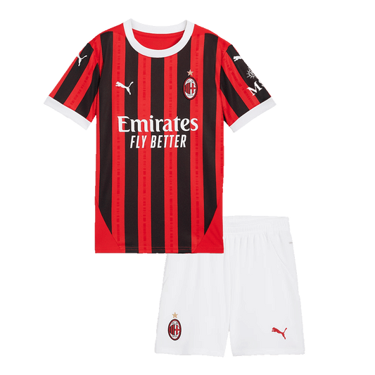 Kid's AC Milan Home Cheap Soccer Jersey Kit(Jersey+Shorts) 2024/25 Go Soccer World Shop