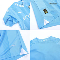 Kid's Manchester City Home Cheap Soccer Jersey Kit(Jersey+Shorts) 2023/24 Go Soccer World Shop