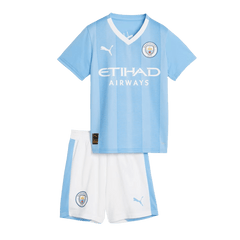 Kid's Manchester City Home Cheap Soccer Jersey Kit(Jersey+Shorts) 2023/24 Go Soccer World Shop