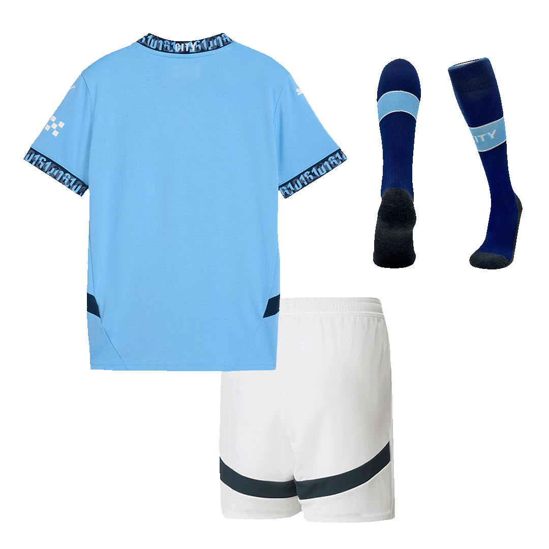 Kid's Manchester City Home Cheap Soccer Jersey Kit(Jersey+Shorts+Socks) 2024/25 Go Soccer World Shop