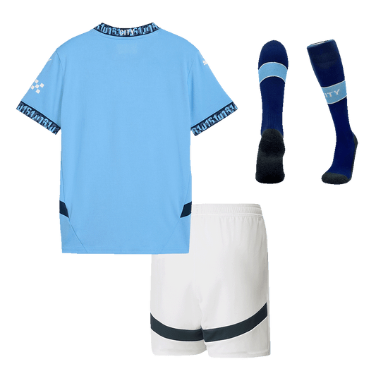 Kid's Manchester City Home Cheap Soccer Jersey Kit(Jersey+Shorts+Socks) 2024/25 Go Soccer World Shop