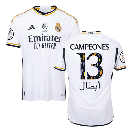 Player Version CAMPEONES #13 Real Madrid Home Soccer Jersey 2023/24 - Campeones Supercopa Go Soccer World Shop