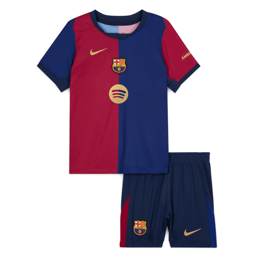 Kid's Barcelona Home Cheap Soccer Jersey Kit(Jersey+Shorts) 2024/25-Spotify Logo Without Text Go Soccer World Shop