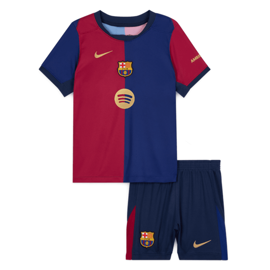 Kid's Barcelona Home Cheap Soccer Jersey Kit(Jersey+Shorts) 2024/25-Spotify Logo Without Text Go Soccer World Shop