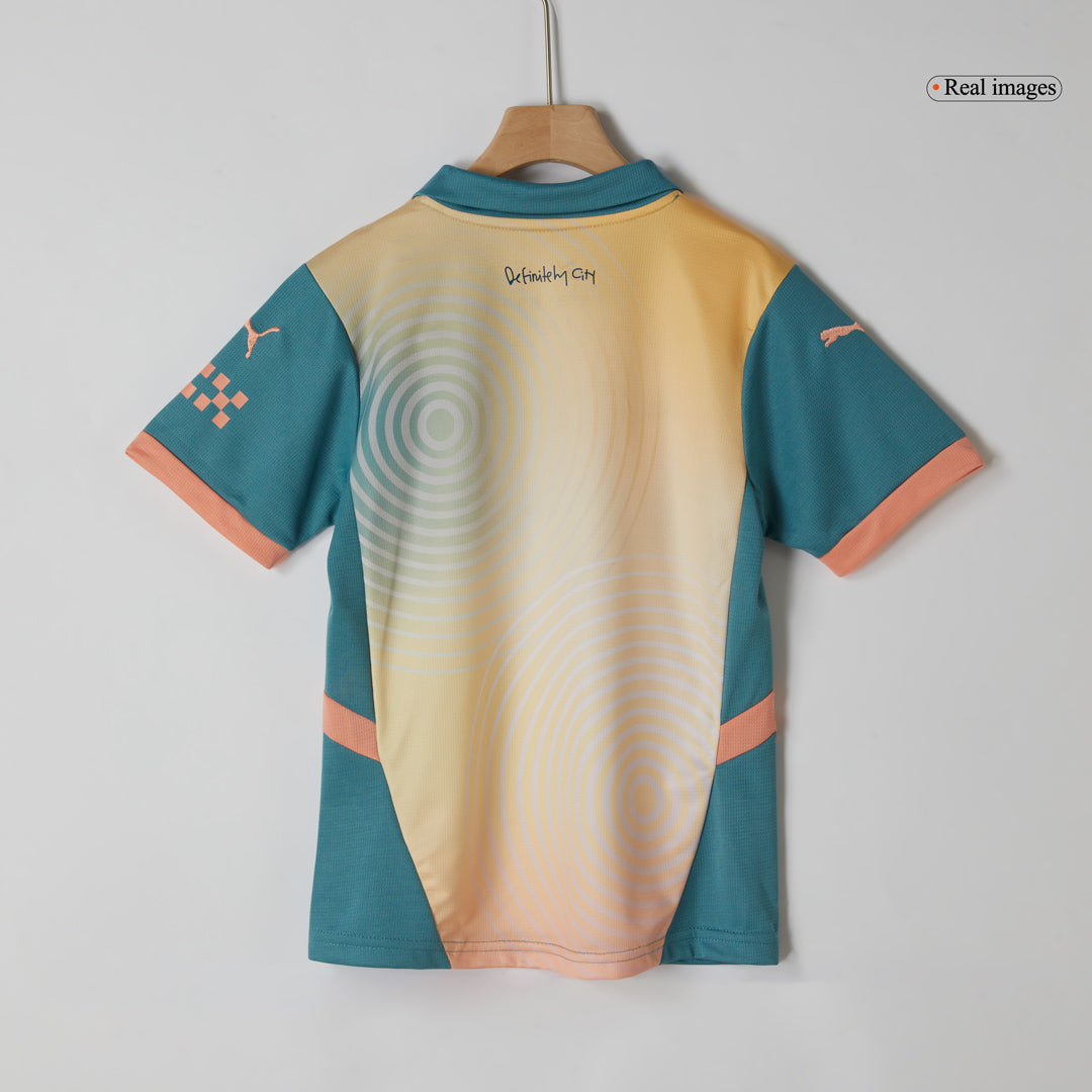 Kid's Manchester City Fourth Away Cheap Soccer Jersey Kit(Jersey+Shorts) 2024/25- Definitely City (UCL) Go Soccer World Shop