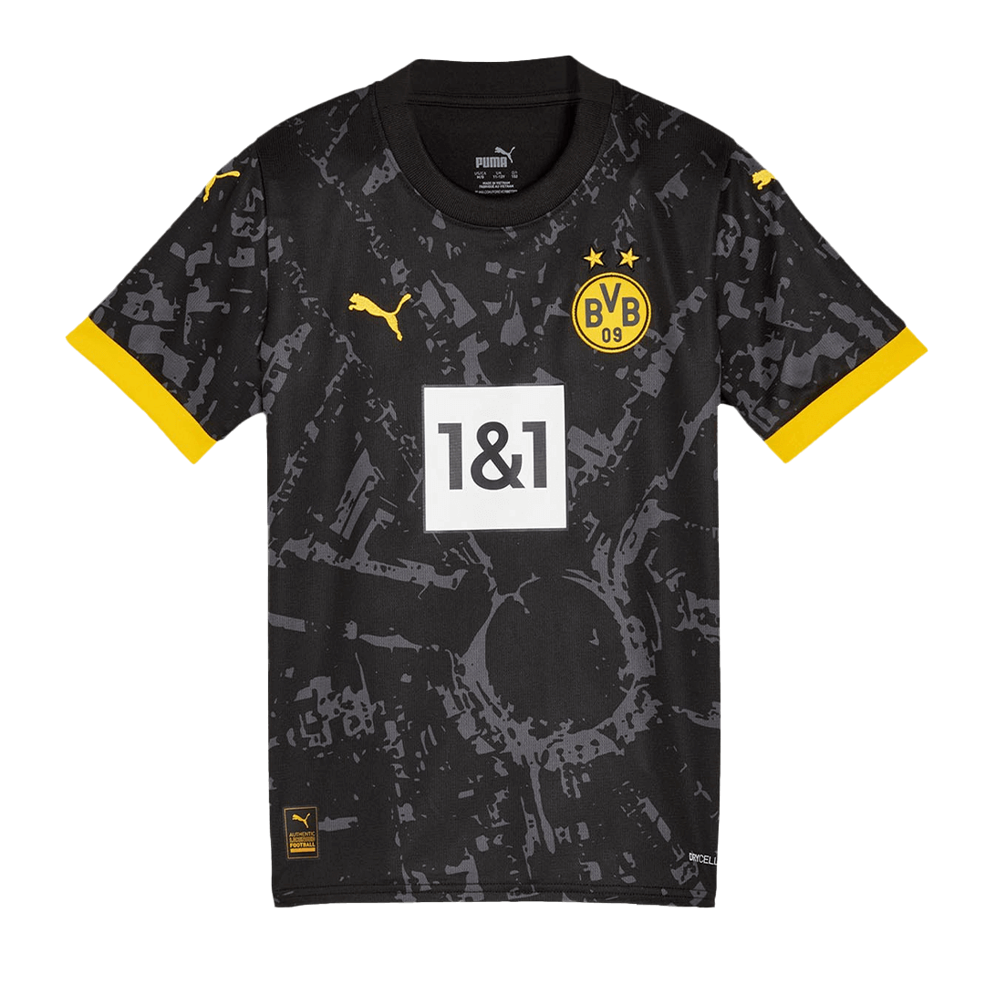 Kid's Borussia Dortmund Away Cheap Soccer Jersey Kit(Jersey+Shorts) 2023/24 Go Soccer World Shop