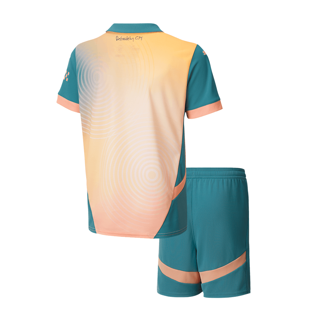 Kid's Manchester City Fourth Away Cheap Soccer Jersey Kit(Jersey+Shorts) 2024/25- Definitely City (UCL) Go Soccer World Shop