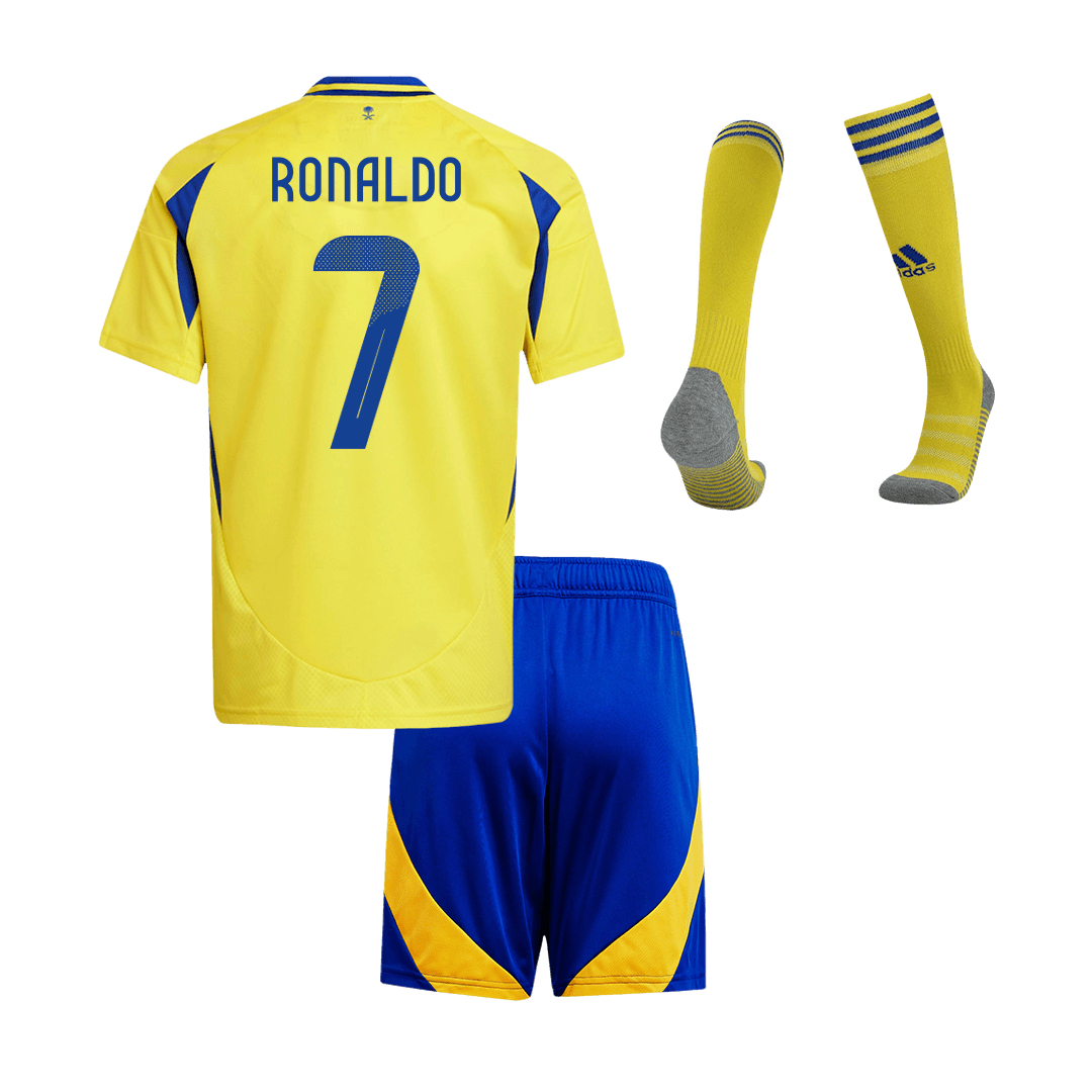 Kid's RONALDO #7 Al Nassr Home Cheap Soccer Jersey Kit(Jersey+Shorts+Socks) 2024/25 - ACL Go Soccer World Shop