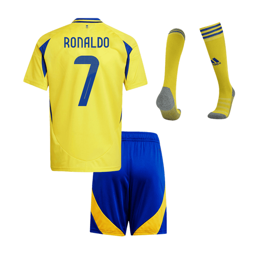 Kid's RONALDO #7 Al Nassr Home Cheap Soccer Jersey Kit(Jersey+Shorts+Socks) 2024/25 - ACL Go Soccer World Shop