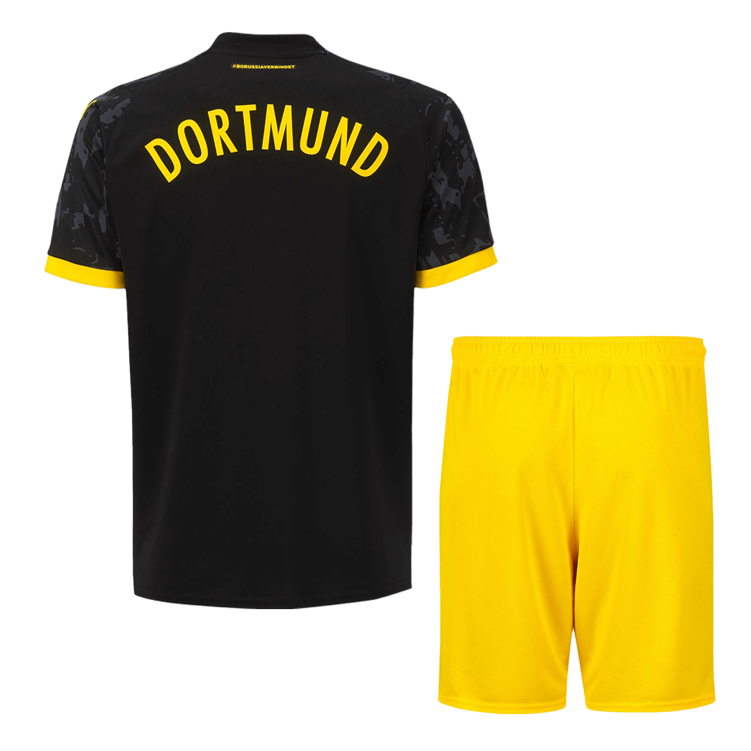 Kid's Borussia Dortmund Away Cheap Soccer Jersey Kit(Jersey+Shorts) 2023/24 Go Soccer World Shop