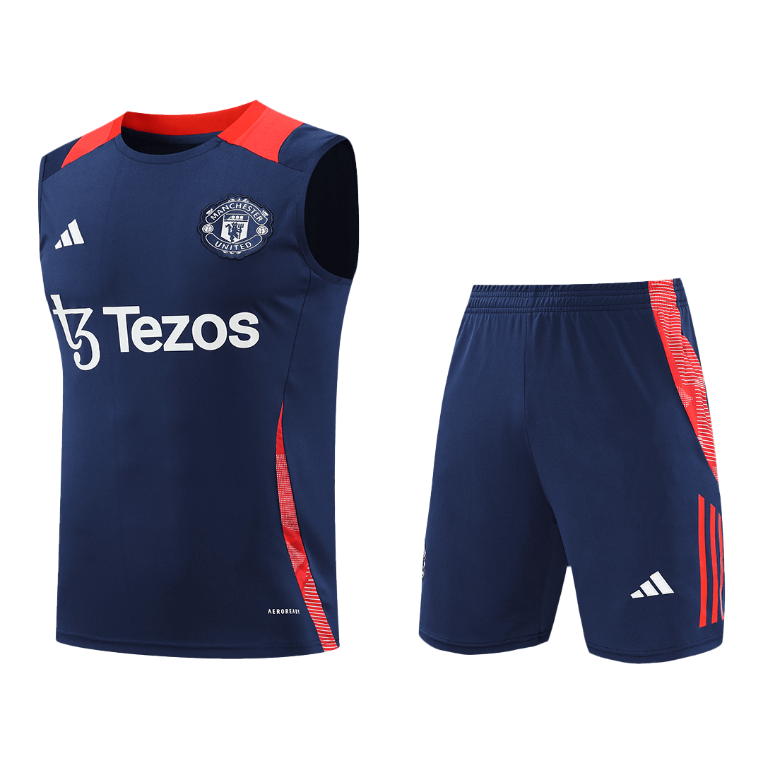 Manchester United Pre-Match Cheap Soccer Jersey Vest Kit(Jersey+Shorts) 2024/25 Go Soccer World Shop