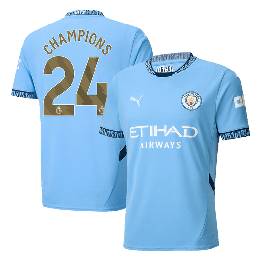 CHAMPIONS #24 Manchester City Home Cheap Soccer Jersey 2024/25 Go Soccer World Shop