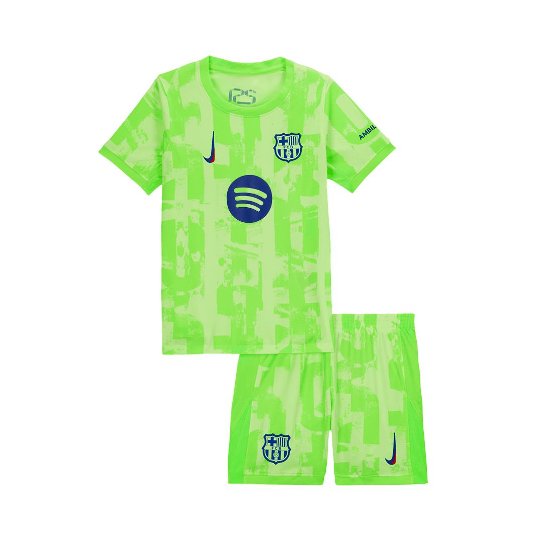 Kid's Barcelona Third Away Cheap Soccer Jersey Kit(Jersey+Shorts) 2024/25 - UCL (Spotify Logo Without Text) Go Soccer World Shop