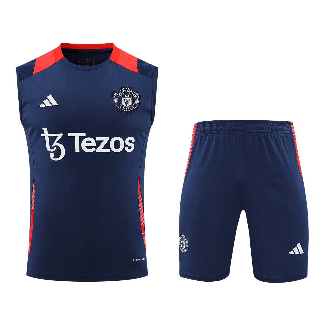Manchester United Pre-Match Cheap Soccer Jersey Vest Kit(Jersey+Shorts) 2024/25 Go Soccer World Shop
