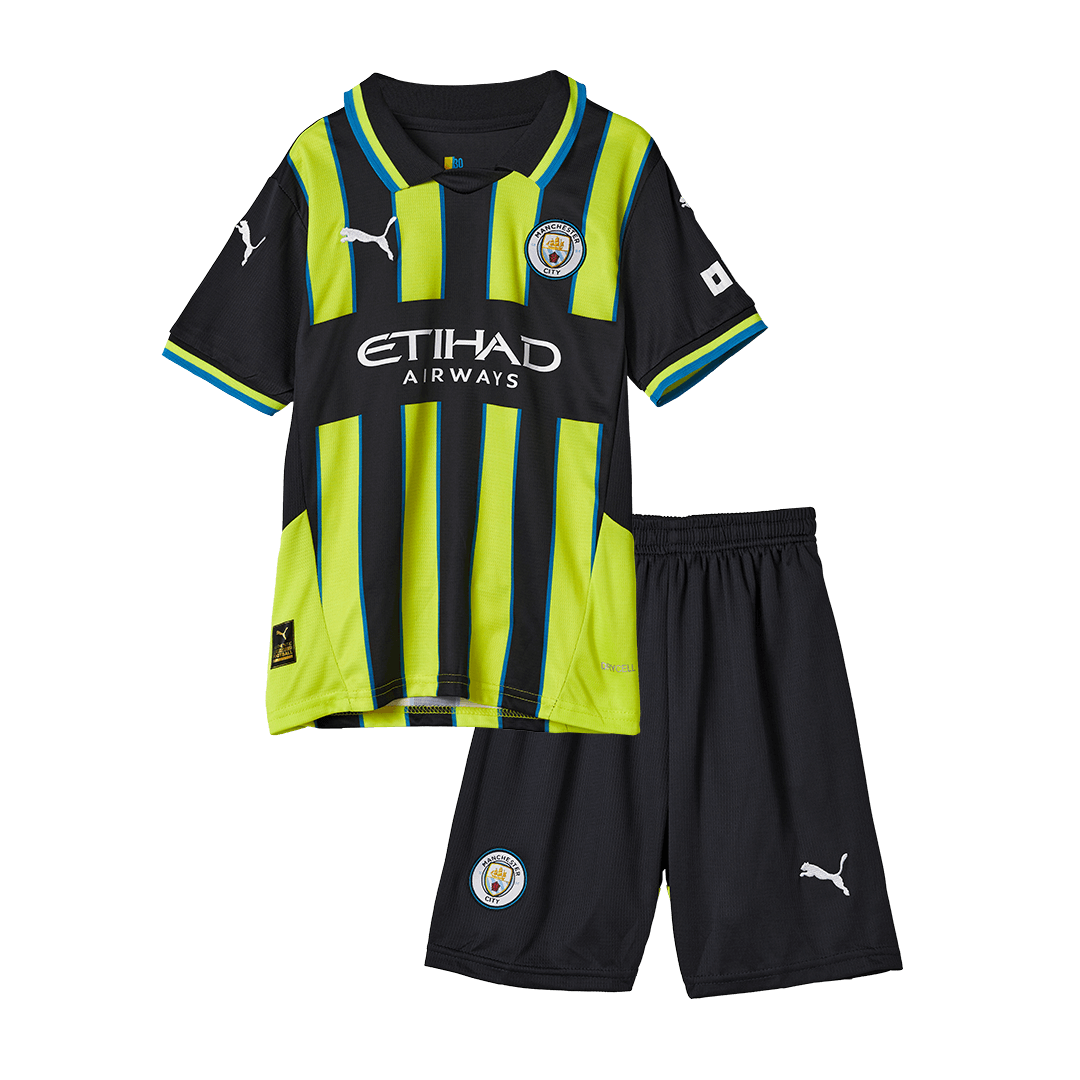 Kid's Manchester City Away Cheap Soccer Jersey Kit(Jersey+Shorts) 2024/25 Go Soccer World Shop