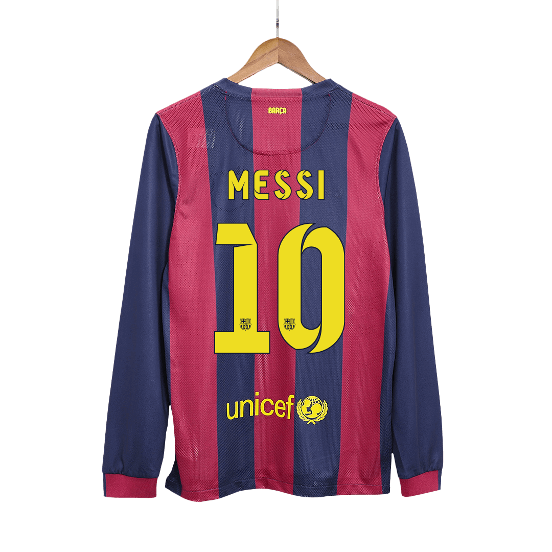 Retro MESSI #10 2014/15 Barcelona Home Long Sleeve Cheap Soccer Jersey Go Soccer World Shop