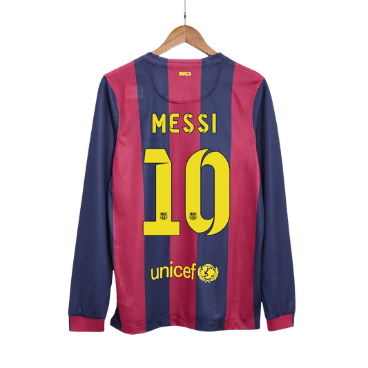 Retro MESSI #10 2014/15 Barcelona Home Long Sleeve Cheap Soccer Jersey Go Soccer World Shop