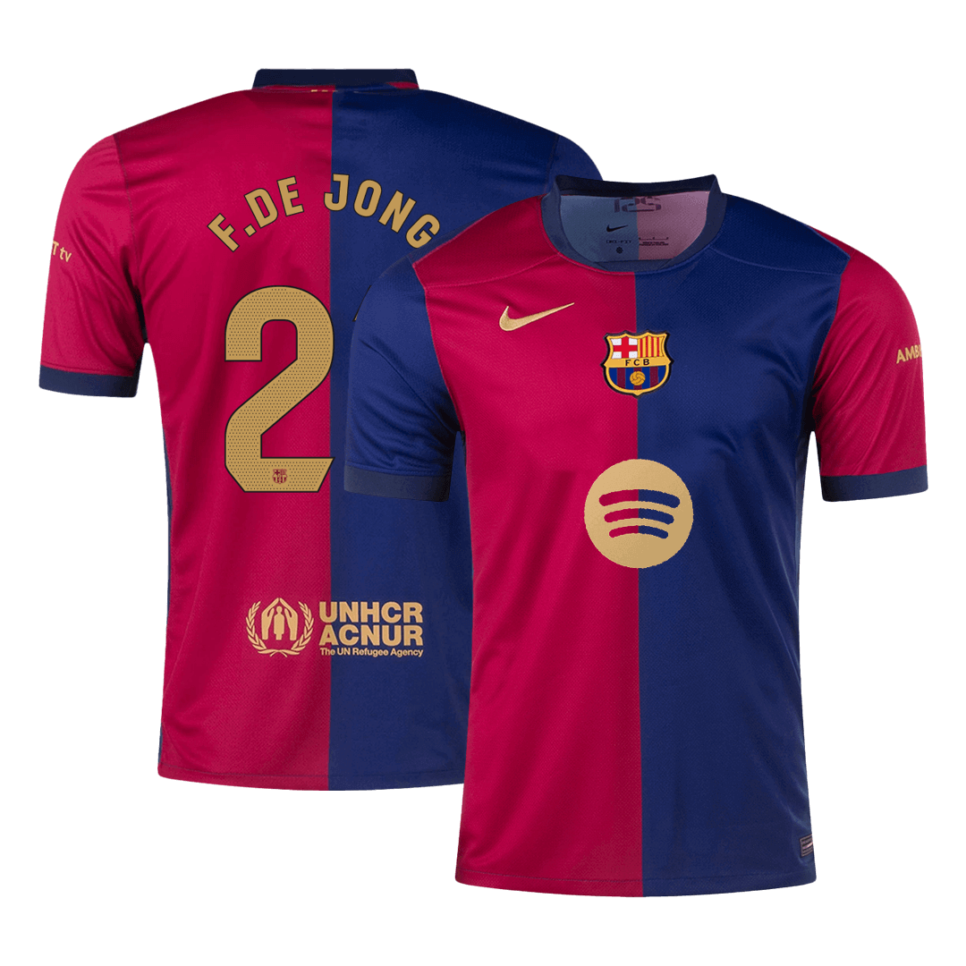F.DE JONG #21 Barcelona Home Cheap Soccer Jersey 2024/25- Spotify Logo Without Text Go Soccer World Shop